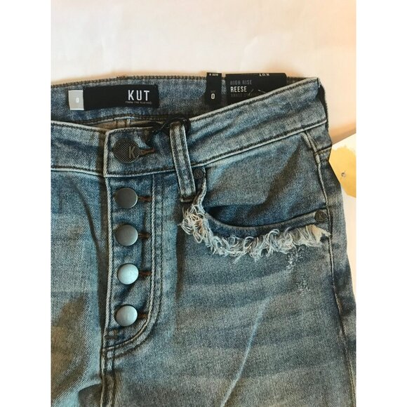Kut From The Kloth Medium Wash “Reese Ankle Straight Leg" Blue Jeans Size 0 NWT! - Picture 4 of 12